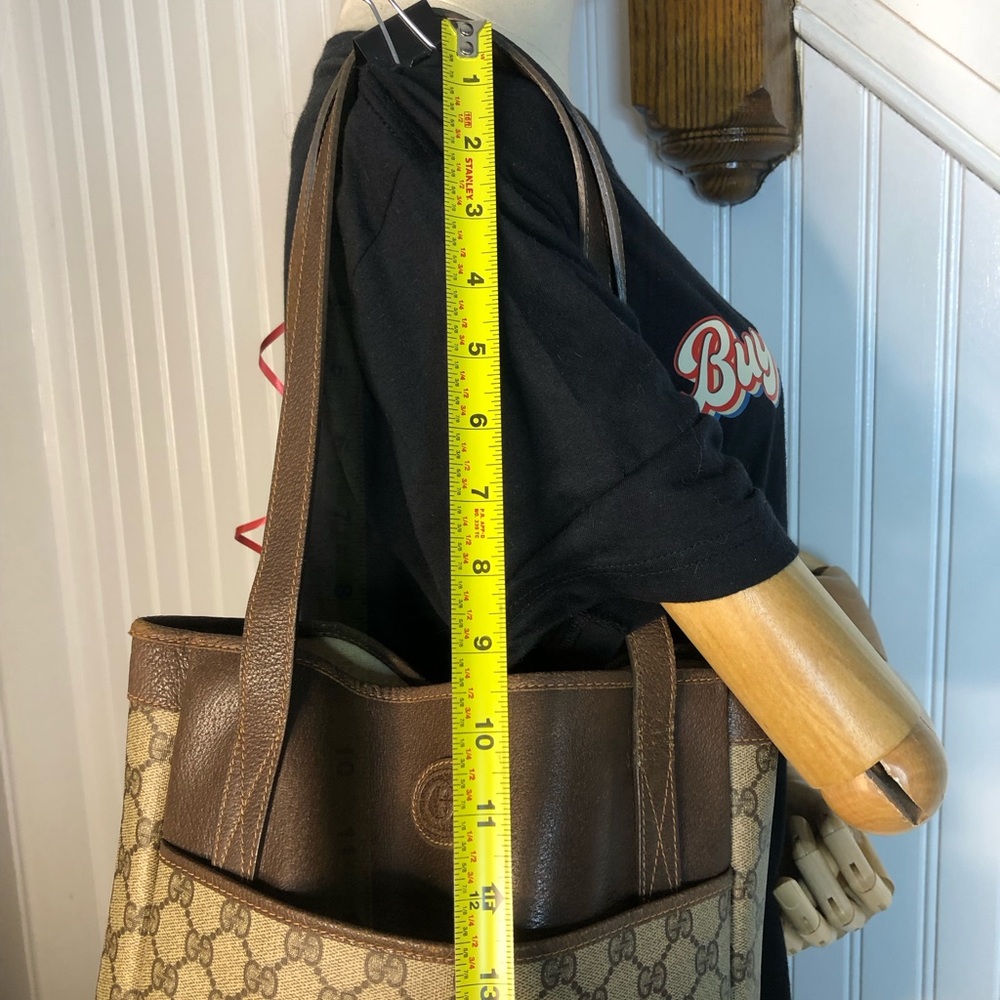 Vintage GUCCI GG Supreme Shoulder Bag Brown Leather Handles & Leather Corners - Picture 10 of 16